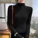 恒源祥羊絨毛衣100%山羊絨軟糯加厚純衫女半高領(lǐng)套頭純色針織打底衫修身 品牌黑色 M 【建議95-110斤】
