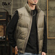 班尼路（Baleno）S&K系列新國標90鴨絨冬季羽絨馬甲男美式復古休閑保暖背心外套男 咖色 XL 適合140斤-160斤