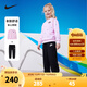 NIKE 耐克童裝女童衛(wèi)衣+長褲2件套秋季260克毛圈滿印舒適兒童上衣 正黑色 130 /64 【建議身高116-122cm】