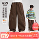 左西男童加絨褲子保暖2025新款兒童冬裝加厚燈芯絨長(zhǎng)褲潮 咖棕色 140