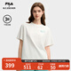 FILA 斐樂(lè)官方女裝針織短袖衫2025秋新款時(shí)尚休閑寬松圓領(lǐng)干爽T恤 云白-WT XL 175/92A/XL