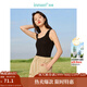 茵曼（INMAN）條紋針織背心2024春秋女裝新款波浪方領(lǐng)無(wú)袖疊穿百搭套頭上衣 黑色 S