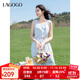 LAGOGO波嬉風(fēng)淺藍色無(wú)袖連衣裙女拉谷谷2025夏新款度假出游裙子 淺藍色 M