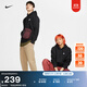 耐克男子加絨套頭連帽衫冬季針織柔軟舒適衛衣NIKE BV2655 010黑/黑/(白) L