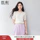 香影針織衫女短袖2025夏裝新款t恤氣質(zhì)時(shí)尚圓領(lǐng)套頭釘珠米白上衣 米白 M 160/84A/95-110斤