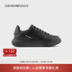 EMPORIO ARMANI/阿瑪尼官方旗艦男士厚底牛皮剖層革小白鞋戶(hù)外運動(dòng)休閑鞋 K001-黑色 42