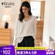 Olrain歐芮兒白色V領(lǐng)T恤女春季2025新款法式設(shè)計感蕾絲長袖上衣 白色 S