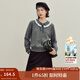 茵曼2025秋冬女裝新款絨感花邊系帶開(kāi)衫毛衣簡(jiǎn)約通勤長(cháng)袖針織外套 貴族灰 L
