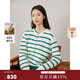 beanpole秋冬女士休閑通勤簡(jiǎn)約軟糯米白色條紋圓領(lǐng)羊毛開(kāi)衫 米白 S 160/84A