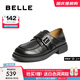 百麗（Belle）復古樂(lè )福鞋女2025秋新商場(chǎng)同款牛皮兩穿便士樂(lè )福鞋D9W1DCM5 黑色 37 (235mm)