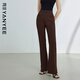 顏域垂感顯腿長(cháng)喇叭褲女2025秋季高級感百搭通勤修身長(cháng)褲 咖色 XL