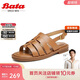Bata羅馬軟底涼鞋女2024夏商場(chǎng)同款羊皮涼鞋AON06BL4 棕色 37