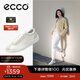 愛(ài)步（ECCO）板鞋女 軟底輕盈耐磨百搭牛皮德訓休閑鞋 柔酷零點(diǎn)220253 HL 白色/灰白色22025352292 38