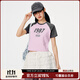 Mmlg 87mm 短袖t恤女夏季新款修身短款圓領(lǐng)插肩袖復古學(xué)院甜美上衣 灰粉色 S