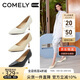 康莉（COMELY）羊皮高跟鞋女25年春季通勒尖頭職業(yè)細(xì)高跟鞋淺口單鞋 經(jīng)典黑 37 