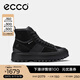 愛(ài)步（ECCO）休閑鞋女 時(shí)尚百搭防水高幫牛皮鞋 街頭860403 黑色86040351052 38