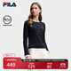 FILA 斐樂(lè )官方女子針織長(cháng)袖衫2025冬新款時(shí)尚經(jīng)典休閑修身亨利衫 傳奇藍-NV S 160/80A/S
