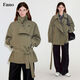 fano studios范洛Fano 造型感加寬門(mén)襟設計雙排扣短款風(fēng)衣外套女2026春季新款 卡其色 現貨 S