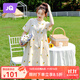 婧麒孕婦裝夏裝連衣裙春夏季薄款韓版簡(jiǎn)約孕媽中長(cháng)裙子時(shí)尚洋氣大碼 杏色11946 L
