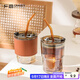 廣意 玻璃杯水杯手持咖啡杯大容量杯子學(xué)生便攜吸管杯隨行杯 GY7990