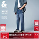 杰克·瓊斯（JACK&JONES） 春季新款單側腿部字母貼布貓須水洗設計直筒牛仔褲男裝225132133