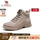 駱駝（CAMEL）戶(hù)外登山靴男女同款潮流中幫休閑軟底工裝靴 GE12247126W 卡其 女 36