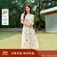 茵曼（INMAN）夏季植物碎花印花全棉女裝圓領(lǐng)連衣裙百搭裙子  杏色-連衣裙  M