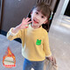 G.duck小黃鴨童裝女童長(cháng)袖t恤秋冬款洋氣百搭兒童卡通一體加絨保暖打底 黃色 120 cm