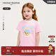 Teenie Weenie Kids小熊童裝25年夏季新款女寶寶肩開(kāi)扣印花短袖T恤打底衫 粉色 120 cm