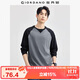 佐丹奴長(cháng)袖T恤男秋季純棉男生圓領(lǐng)拼色插肩美式上衣13025603