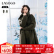 LAGOGO全羊毛高級感中長(cháng)款大衣女拉谷谷2024冬新款美利奴雙面毛呢 橄欖綠 S