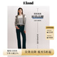 ELAND衣戀0卡高腰牛仔褲廓形棉感水洗面料喇叭褲長(cháng)褲 深牛仔色(57)D/Indigo S 160
