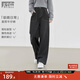 對(duì)白復(fù)古撞色線直筒牛仔褲女2025年新款冬季加絨寬松顯瘦闊腿長(zhǎng)褲 深霧灰 30