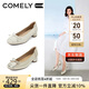 康莉（COMELY）商場(chǎng)同款羊皮單鞋女25年春新款時(shí)尚軟底舒適低跟媽媽鞋 淺金  35 