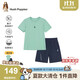 暇步士（Hush Puppies）童裝兒童套裝25夏中大童透氣短袖男童速干運(yùn)動(dòng)短褲 海浪綠  170 