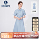 Navigare意大利小帆船女士短袖襯衫裙中長(cháng)款連衣裙2322874504 藍 XL 