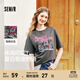 森馬（Semir）短袖t恤女中長(cháng)款寬松顯瘦萌寵印花上衣2025夏裝新款透氣套頭衫 褐灰20867-系蝴蝶結的小狗 M