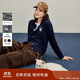 茵曼萌趣刺繡拉毛針織開(kāi)衫2025秋女裝新款長(cháng)袖毛衣外套 深藍色 M