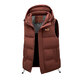 男士秋冬季石墨烯保暖運動(dòng)背心馬甲坎肩無(wú)袖高端羽絨棉連帽外套男 深咖 3XL 建議155-170斤