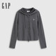 蓋璞女裝秋季款刺繡logo坑條拉鏈連帽針織衫合身外套829158