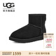 UGG秋季女士平底圓頭純色經(jīng)典迷你短靴雪地靴1016222BLK|黑色37