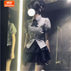 婍妡（Qeeshine）2025新款小個(gè)子欲套裝學(xué)院風(fēng)女裝短裙子日系JK制服襯衫女兩件套 青灰襯衫+領(lǐng)結+蕾絲邊蓬蓬裙 套 XL