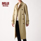 無(wú)印良品 MUJI 女式 不易沾水 雙排扣大衣 BDE05C0S 米色 S