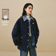 茵曼假兩件襯衫式牛仔羽絨服2025冬女裝新款輕薄外套 寶藍色 M