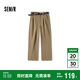 森馬（Semir）休閑褲女長(zhǎng)褲腰帶ins潮秋季磨毛做舊打褶闊腿褲101524127020B