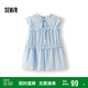 森馬（Semir）短袖襯衫女木耳邊蝴蝶結(jié)浪漫溫柔2025夏飛袖肌理襯衣109325104003