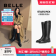 百麗（Belle）周雨彤秦嵐同款雙子星騎士女商場款長靴B9V1DDG4預售 經(jīng)典版-黑色 36