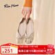reemoor睿慕2025夏季新款水鉆方頭淺口珍珠蝴蝶結百搭平底鞋單鞋女 杏色 39