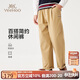 英氏（YEEHOO）男童褲子兒童西褲中大童裝長(cháng)褲英倫學(xué)院直筒梭織褲秋 卡其色 140