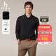 哈吉斯（HAZZYS）男裝 秋款紳士男上衣長(cháng)袖polo衫翻領(lǐng)長(cháng)袖T恤男ABTZE0BCF01 黑色BK XL （180/100A 50）